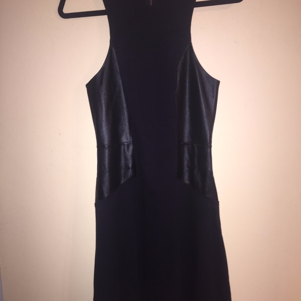 Black Faux Leather Bodycon Sleeveless Dress Sz 8